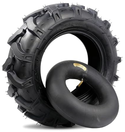 Pneu Brouette 4.10/3.50-6 avec Chambre à air compatibles avec les karts, quads chinois, mini-motos, équipements de jardin, motoculteurs, souffleuses à neige, brouettes et tracteurs de pelouse