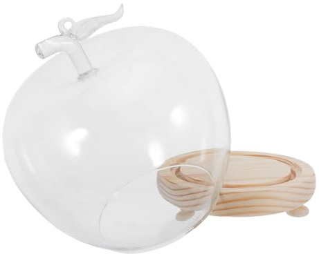 NUOBESTY Cloche en Verre avec Base Bois et Dôme Transparent, Protection Contre la Poussière pour Objets de Collection et Vitrine d'Artisanat, Style Raffiné, 16,5 X 12,5 X 12,5 Cm