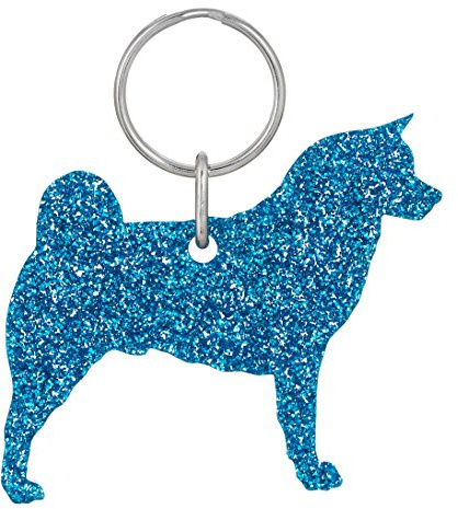Pet Mirrors Akita Glitter Acrylic Keyring (Silver)