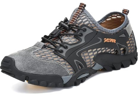 FLARUT Sandali Sneakers Sportivi Estivi Uomo Trekking Scarpe da Spiaggia All'aperto Pescatore Piscina Acqua Mare Escursionismo Leggero(Grigio,46)