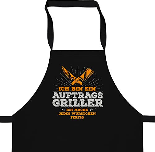 Fashionalarm Schürze Auftragsgriller - Ich mache jedes Würstchen fertig | Koch & Grillschürze Spruch Geschenk Idee Grill Party,