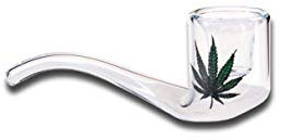 Black Leaf Handpfeife, Glaspfeife | 95 mm | Glas, klar | klassische Form einer Tabakpfeife, gebogener Rauchkanal | von bong-discount