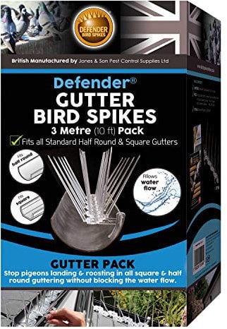 Defender Bird Spikes | Gutter Spikes Pack for Seagulls & Pigeons | Install Guide | 3 Metre