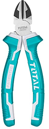 TOTAL - Pinza da Taglio Diagonale | 180 mm | Taglia Materiali Duri e Resistenti | Per Filo, Cavi, Chiodi o Viti | Realizzata in Cromo Vanadio | Manico Bimateriale