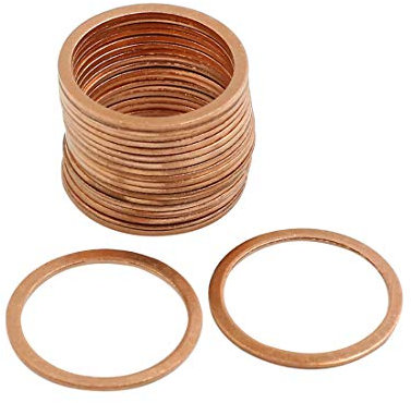 sourcing map Unterlegscheiben 20Stk Ringe Auto Kupfer Scheibe Flache Dichtungsringe 22mm Innendur