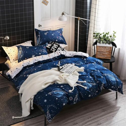 Chanyuan Boys Star Galaxy Bedding Duvet Cover Twin Size 3 Pieces Space Planet Boundless Galaxy Starlight Reversible Bedding Set,Super Soft Hypoallergenic Microfiber,Zipper Closure (S-6,T)