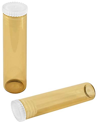 MV-Versand 50 Stück Flachbodengläser 50mm x Ø12mm, Braunglas, ca. 2,5g, Laborgefäß, Reagenzglas stehend mit Lamellenstopfen, für Globuli, Pulver, Testsätze, feste Substanzenbraun