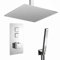 ENKI, Milan, SH0085, Square Thermostatic Concealed Shower Set Large 400mm Ceiling Mounted Shower & Handset Kit, Chrome