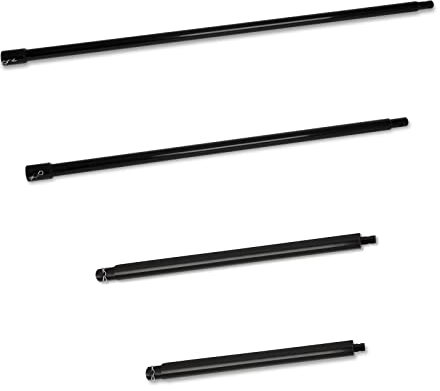 EBERTH Bohrer Verlängerung für Erdbohrer Erdlochbohrer Set, 4 Stück, Stahl, Länge 400mm, 600mm, 800mm, 1000mm, Aufnahme Durchmesser 20mm, Schwarz Lackiert, Steckverbindung mit Sicherungsbolzen