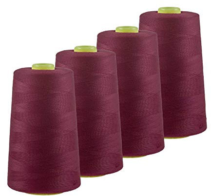 4 x 4572m Qualitäts Overlock-Garn Overlock-Nähgarn Oeko-Tex Farben 541 bis 580, Farbe:A580 bordeaux