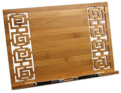 Elonglin Support pour Livre en Bambou, Porte-Livre Tablette Pliable et Réglable 8 Degré Pupitre de Lecture, pour Ipad, Tablette, Iiseuse, livres de Cuisine, Encyclopédies et Atlas large