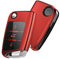 OATSBASF Autoschlüssel Hülle VW, VW Golf 7 Schlüsselhülle, Schlüsselbox Cover für VW Polo, Skoda, Tiguan, MK7 3-Tasten (Rot-Streifen)