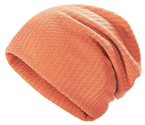 ZLYC Summer Long Slouch Beanie Leicht Weich Jersey Mütze für Damen und Herren,Festes Orange,Einheitsgröße