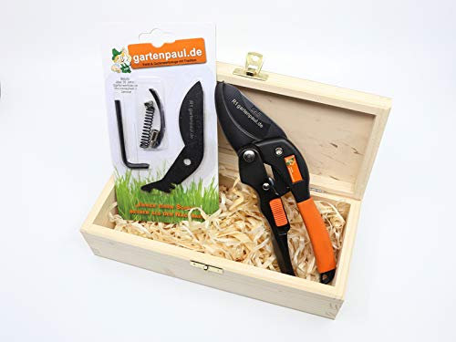 Gartenpaul Gartenschere R1 Rollschere Edition Holzbox inkl. Ersatzklingen-Set