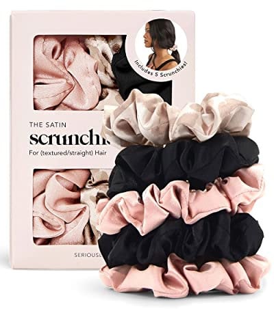 Kitsch Pro Satin Scrunchies, weicher als Seide, Haargummis zur Frizz Prävention, Satin Haargummis zur Bruchprävention und sanfte Stilerhaltung, Schlaf und Nacht Scrunchie, 5 Stück, sortiert
