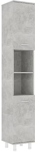 vidaXL Badezimmerschrank 6 Fächer 2 Türen Badschrank Badregal Badmöbel Schrank Badezimmer Regal Hochschrank Betongrau 30x30x179cm Holzwerkstoff