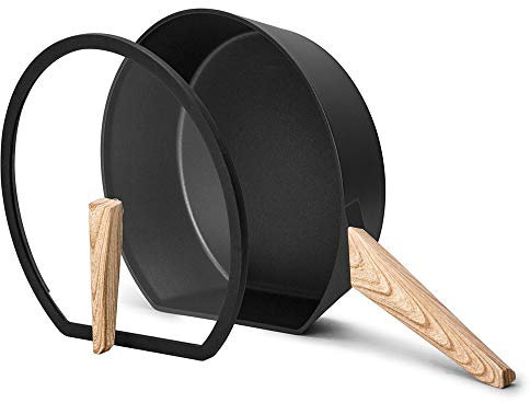 CAMMEX Sunday Chef Nonstick Deep Frying Pan with Silicone & Glass Lid | Patented Standing Design for Convenient Storage & Avoid Scratch | Large 11 Inch Non Toxic Cookware | Induction Egg Skillet