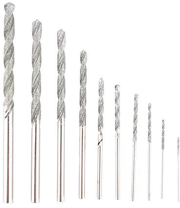 Juego de brocas de diamante, 10 piezas / juego Juego de brocas con punta de diamante Brocas para piedra de baldosas de vidrio 0.8-4.0mm,