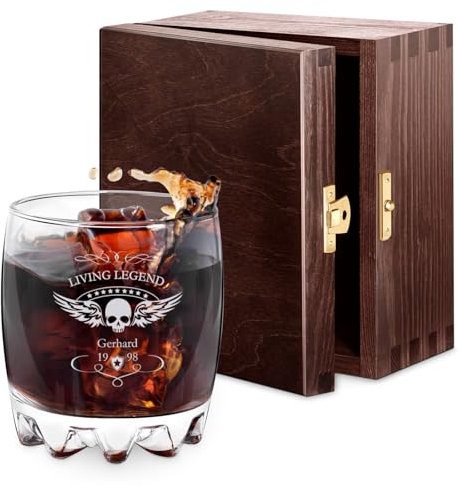 Maverton Whisky Glas 310 ml mit Gravur - Whiskey glass personalisiert - Geschenk zum Geburtstag für Männer Männergeschenke - Living Legend