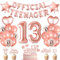 Offizielle Teenager 13. Geburtstag Dekorationen für Mädchen - Luftballons, Happy Birthday Folienballons, Rosegold Schärpe
