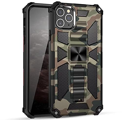 Ysnzaq Case for iPhone 12, [Military Grade] Camouflage Design Rugged Heavy Duty Shockproof Anti-Fall Anti-Scratch Cover with Kickstand Case for iPhone 12 Pro/iPhone 12 6.1 inch YH Army Green.
