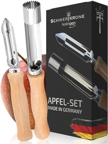 SCHWERTKRONE® Apfelentkerner & Apfelschäler [EDELSTAHL ROSTFREI] – Apfelausstecher Entkerner – Sparschäler - Apfelstecher Ausstecher – Apfelringschneider - Kerngehäuse Ausstecher Apfel (2er Set)
