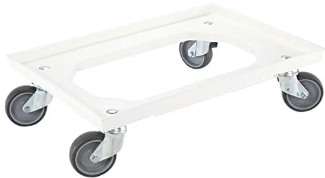 EU Transportroller für Boxen 60 x 40 cm ohne Bremse Weiß, mit 4 Lenkrollen Rollwagen Euroboxen Eurobehälter