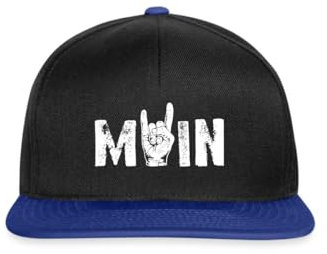 Spreadshirt Moin Rock n Roll Gruß Aus Dem Norden Musik Rocker Snapback Cap, One Size, Schwarz/Königsblau