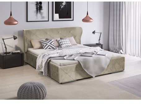 Fabryka Mebli Idźczak Doppelbett gepolstert 160 x 200 cm Orlando - Elegantes Schlafzimmerbett - Ehebett - Bett, Bettgestell für Schlafzimmer Gästezimmer - Modern Design - Monolith 84 Grau