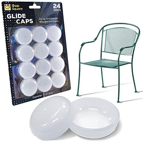 Furniture Leg Gliders (24 Pack, White) - 1.5 Round Plastic Outdoor Replacement Feet for Outdoor Furniture - Caps for Vintage Wrought Iron Patio Chairs & Tables - Replacement Chair Glide Protectors