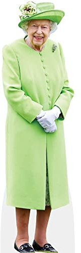 HRH The Queen (Green Outfit) Pappaufsteller lebensgross