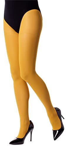 NOQ Collants unis pour femme 40 deniers collants colorés décontractés collants sensuels avec pied semi-transparent Mireille, curry, XL