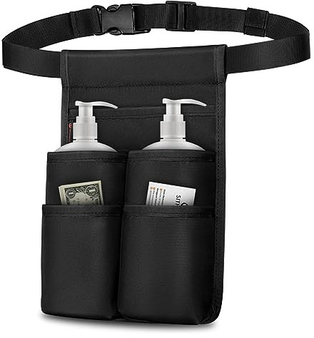 SITHON Ceinture pour Flacon de 250 ML, étui de massothérapeute Professionnel pour 2 Bouteilles, Porte-Bouteille avec Ceinture réglablepour Huile ou Lotion de Massage (227g) (sac uniquement), Noir