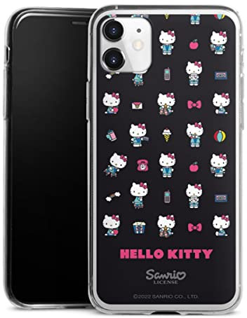 Slim Case extra dünn kompatibel mit Apple iPhone 11 Silikon Handyhülle transparent Hülle Hello Kitty Fanartikel Kindheit