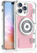 Losin Emily in Paris Phone Case Compatible with iPhone 13 Pro Case Cute 3D Vintage Camera Phone Case Handbag Lanyard Strap Plating Camera Protective PU Leather Cover for Women and Girls, Pink
