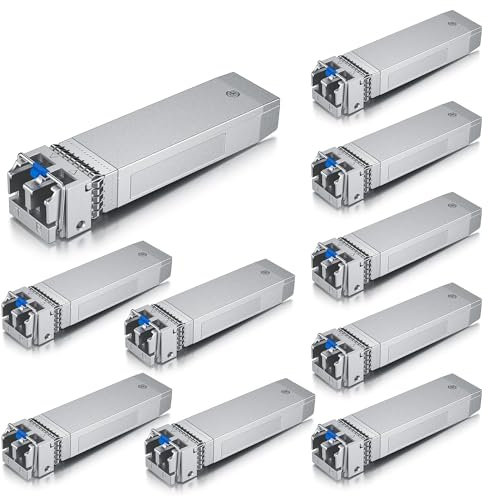 10Gtek [10 Pack 10Gb SFP+ LR Singlemode Module 10km, 10GBase-LR LC Transceiver Compatible for Cisco SFP-10G-LR, Meraki, Mikrotik, Ubiquiti UniFi UF-SM-10G, Netgear,Zyxel,Qnap,Synology,D-Link and more