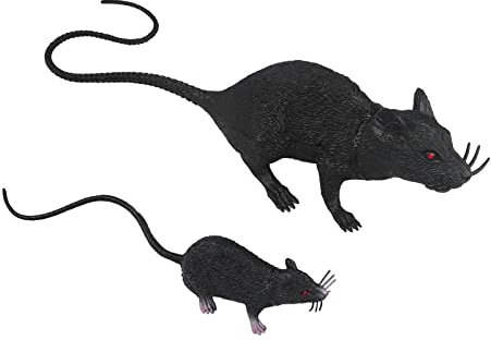 JIAHG 2 Stück Plastik Ratten Maus Gefälschte Maus Plastik Realistische Gruselig Ratten Spielzeug Kinder Halloween Tricks Streiche Requisiten Spielzeug