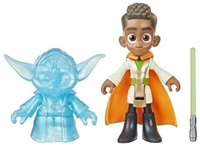 STAR WARS Pop-Up-Lichtschwert-Training, Kai Brightstar & Yoda Actionfiguren, 10,2 cm große Spielzeug, Vorschulspielzeug für 3 Jahre alte Jungen & Mädchen, Mehrfarbig