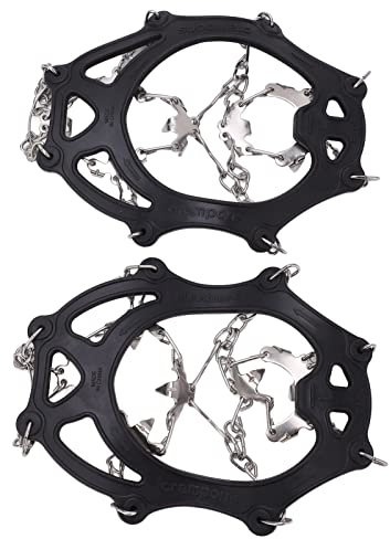 Jauarta EIS-Traktionsklampen, Schuh-Steigeisen, Schneegriffe mit 19 Spikes, Aufbewahrungstasche Wandern, Spazierengehen, Bergsteigen (L (2–4 Jahre alt, 35,43–40,16 Zoll