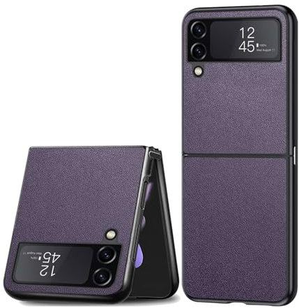 Puxssul Cover per Samsung Galaxy Z Flip 4 5G, Custodia in Pelle Sintetica TPU, Anti-Shock Anti-Graffio Anti-Scivolo Ultra Leggera Cover per Galaxy Z Flip 4, per Uomini Donne (Viola)