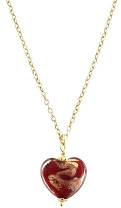 Venetiaurum - Halskette mit rotem 12mm Herz aus originalem Muranoglas und 925er Silber - Schmuck “Made in Italy” zertifiziert