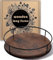 Tomoaza 9 Inch Wood Lazy Susan Turntable for Table, Kitchen Rustic Brown Turntable Organizer with Steel Frame, 360 Degree Decorative Turntable for Countertop Cabinet or Centerpieces