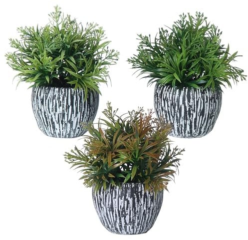 Sour Lemon 3 Set Artificial Plants Indoors in Pots Eucalyptus Rosemary Mini Fake Plants for Office Desk Home Decoration