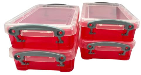 Generic Really Useful Plastic Storage Box 0.35 Litre (Pack of 4) (Red)