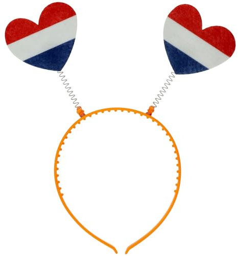 Folat 24278 Orange Niederländisch Kingsday Fußball-Europameisterschaft - Tiara - RotWeißBlau - Herzen