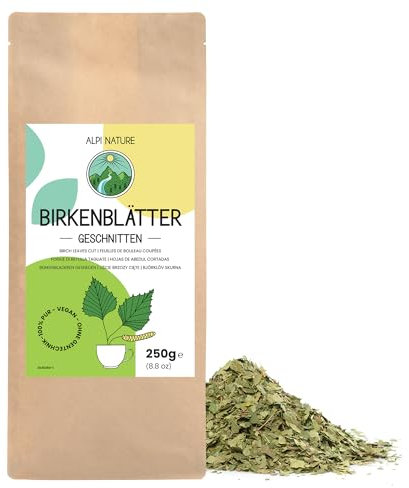 Alpi Nature Foglie Betulla Tisana 250g, Foglie Essiccate e Tagliate per Tè, Tisana Betulla