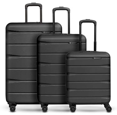 Franky Munich 4.0 Koffer Set | Trolley Hartgepäck - Handgepäck Koffer mit 4 Rollen Einer Dehnfalte, Kreuzpackgurt, arretierbarer Griff und TSA-Zahlenschloss | 34 L / 60 L / 105 L