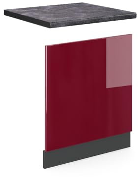 Vicco Frontblende R-Line, Bordeaux Hochglanz/Anthrazit, 60 cm, AP Anthrazit