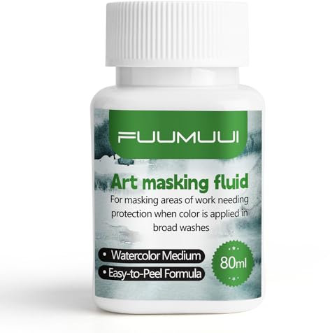 Fuumuui Caoutchouc de masquage liquide pour aquarelle – Flacon de 80 ml – Imperméable et amovible – Médium de masquage pour des lignes précises et nettes au milieu d'une peinture aquarelle fluide