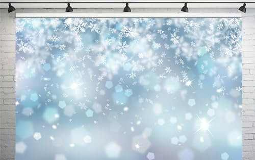 APROPHIC Foto Hintergrund, Weihnachten Foto Hintergrund, Party Hintergrund Geburtstag Dekoration Familie Banner Winter Hintergrund Schneeflocke Fotografie Hintergrund Weiß Blau 210x150cm